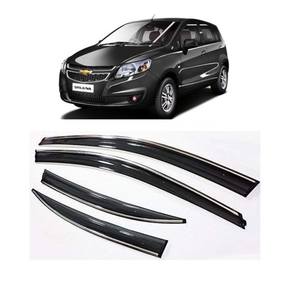 rain window door visor wind deflectors For Sail Hatchback  - Black